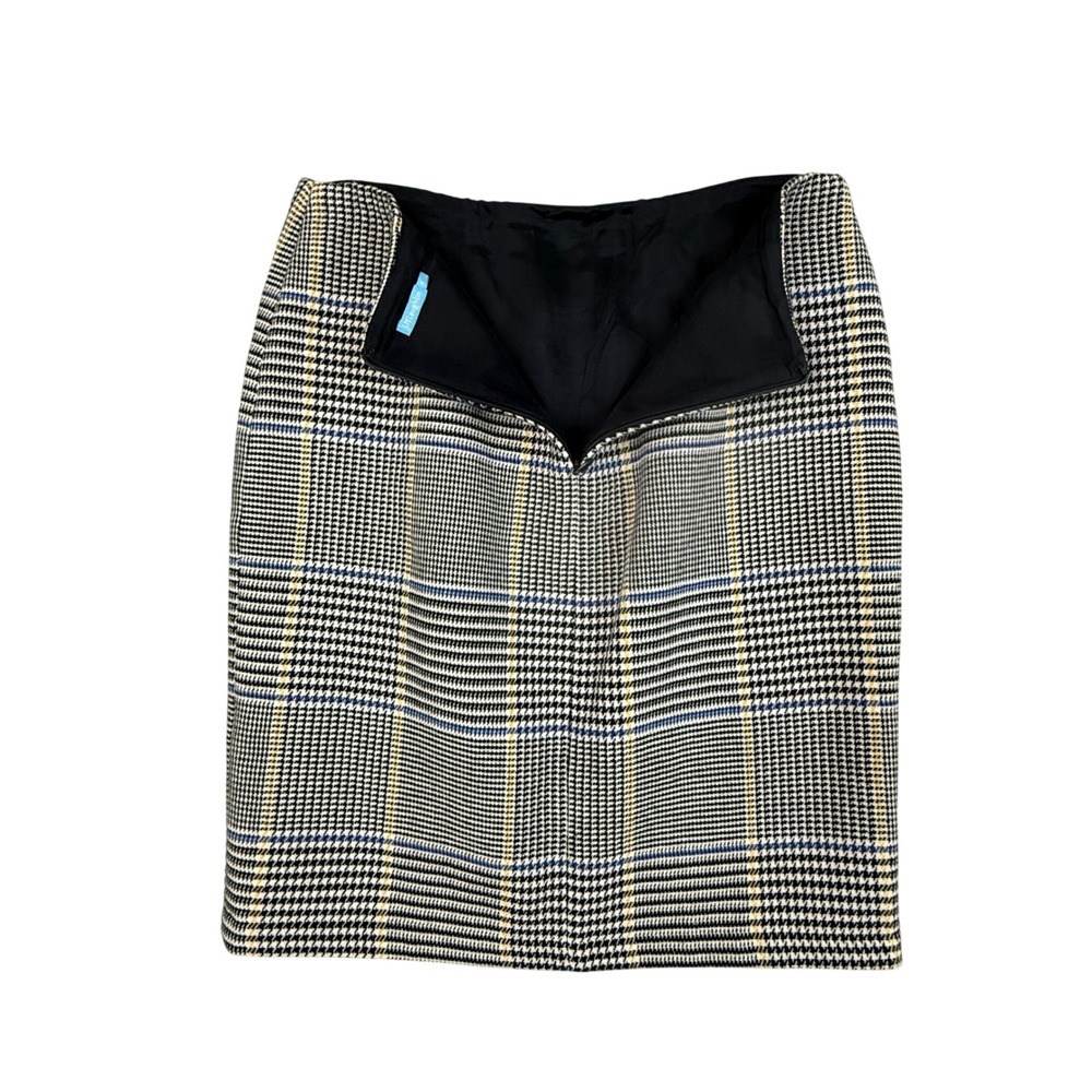 J.McLaughlin Houndstooth Pencil Skirt Women's 8 Zipper Detail French Tweed Lined - Picture 3 of 10